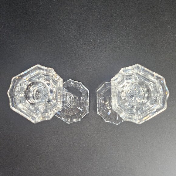 Oscar de la Renta Chippendale Austrian Pair 24% Lead Crystal Candlestick Holder - Picture 3 of 11